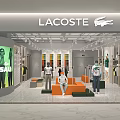 LACOSTE Clothing Store Interior With Mannequins Clothing Displays And Orange Sofas
