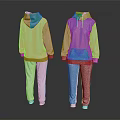 White Hoodie And Pants Two Piece Tracksuit Front And Back View