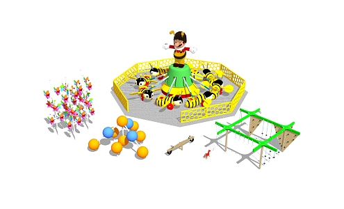 Modern amusement equipment, playground facilities 3d model