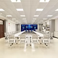 Modern Spacious Conference Room Interior Design With Large Table Chairs And Wall Decor