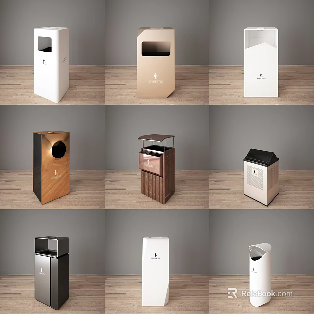 Public Facilities Modern Trash Bins With Various Design Styles And Materials 3d model
