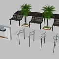 Outdoor Pergola Design With Palm Trees and Benches in Modern Style