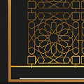 Elegant Modern Room Divider With Gold Frame And Intricate Cutout Patterns 3d model