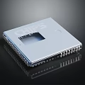 Electronic Chip With CHIPS Label And Metal Pins Close Up View 3d model