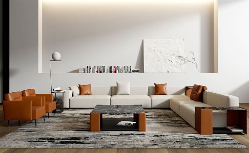 Modern sofa coffee table combination 3d model