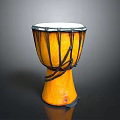 Handcrafted Yellow Household Decorative Drum With White Drumhead Black Ropes And Wooden Base