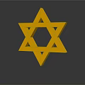 Golden Star of David Shiny 3D Rendered Design On Dark Background With Reflective Surface
