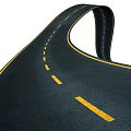 Curved Road Infrastructure With Black Pavement Yellow Dividing Lines And White Edge Lines
