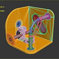 Orange Mechanical Frame With Silver Metal Parts And Interactive Components Design