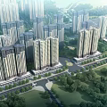 Modern High Rise Residential Building With Architectural Design Surrounded By Greenery And Nearby Buildings