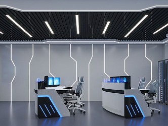 Command Control Room of Modern Monitoring Room 3d model