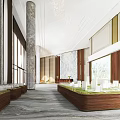 Modern Sales Office Interior With Model Buildings Display Spacious Layout And Natural Light 3d model