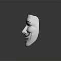 White Classic Mask With Black Eyebrows Mustache And Pink Cheeks Design 3d model