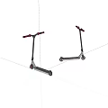 Two Scooters With Red Handlebars Silver Body And Black Wheels