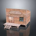 Rustic Wooden Cabin With Wooden Steps Door And Glass Window Design Structure