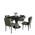 Modern Entertainment Table Design With Green And Brown Chairs For Multi Functional Use 3d model