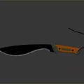Knife With Black Blade Orange And Green Handle And Black Lanyard