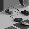 Essential Office Electronics For Workspace With Wireless Charging Pad Mouse Charger Monitor And Speaker