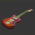 Glossy Electric Guitar With Pink Purple Gradient Body Wooden Neck And Pickups