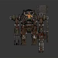 Game Movie Pilot Character In Camouflage Metallic Mech Suit With Shield And Armored Arms