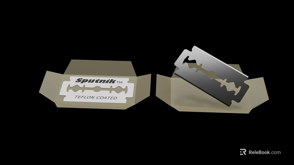Spuitnik Titanium Coated Safety Razor Blades In Cardboard Packaging For Daily Use 3d model 