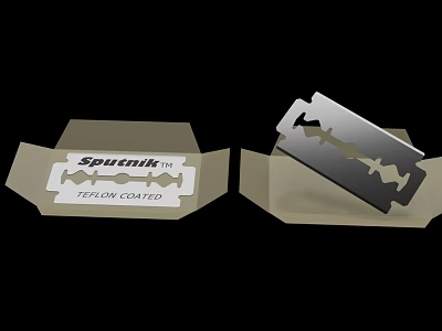 Spuitnik Titanium Coated Safety Razor Blades In Cardboard Packaging For Daily Use 3d model