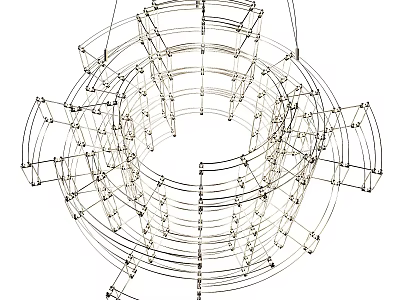 Modern Contemporary Chandelier With Intricate Metal Wire Geometric Circular Structure Design 3d model