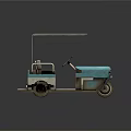 Stylish Turquoise And Gray Golf Cart With Canopy Seats And Wheels Design
