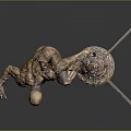 Bronze Sculpture of Climbing Figure on Lamp Post With Directional Signs