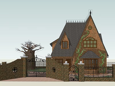 European-style single-family villa 3d model