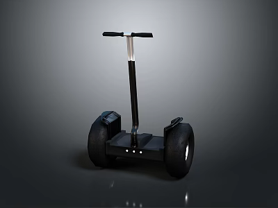 Modern Black Electric Self Balancing Scooter With Large Wheels And Handlebar 3d model