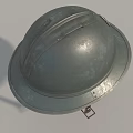 Vintage Military Helmet With Metal Construction And Emblem On Display Stand