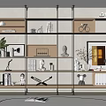 Modern Bookshelf Iron Multi-layer Bookshelf Storage Rack Ornaments Combination Hanging Painting 3d model