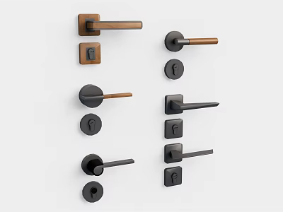 Stylish Modern Door Handles With Various Contemporary Designs And Metal Finishes 3d model
