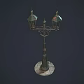 Vintage Iron Outdoor Light With Decorative Bracket And Double Lanterns For Garden Pathway