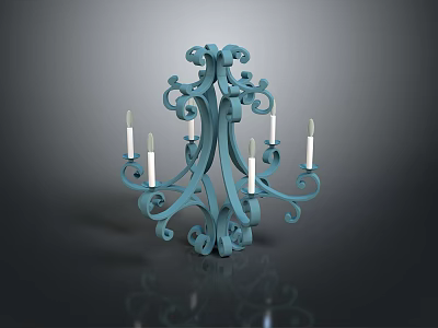 Turquoise Lighting Fixture Set With Ornate Curved Details And Elegant Candelabra Design 3d model
