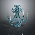Turquoise Lighting Fixture Set With Ornate Curved Details And Elegant Candelabra Design