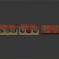 Red Vintage Suitcases Set With Open And Closed Cases And Items Inside