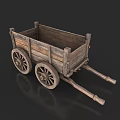 Ancient Wooden Cart With Two Wheels And Rustic Wooden Structure