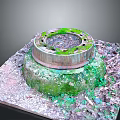 Moss Covered Round Manhole Cover With Square Concrete Base And Gravel