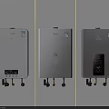 Three Sleek Modern Wall Mounted Water Heaters With Digital Display Panels