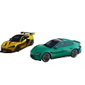 Yellow And Green Sports Cars With Spoiler And Sleek Aerodynamic Design