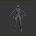 Game Movie Sci Fi Fantasy Character 3D Model With Cat Ears Multiple Arms Gray Body