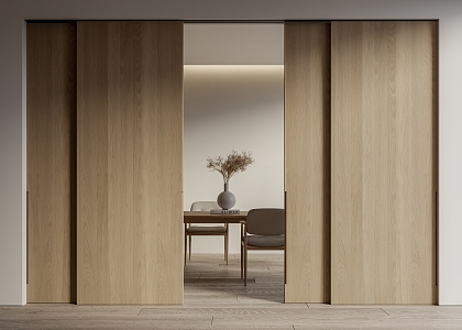 Modern sliding door wood veneer sliding door invisible sliding door 3d model