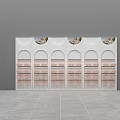 Modern White Display Shelf With Arch Top Design And Decorative Elements And Glass Layers 3d model