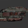 Rough Textured Stacked Brick Structure With Red And Blue Gray Surfaces