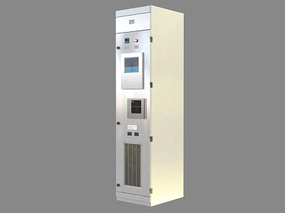 Industrial Control Cabinet With Vertical Structure Display Screen Control Buttons And Ventilation Grille Design 3d model