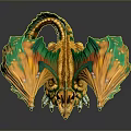 Fantasy Dragon With Vibrant Yellow Green Orange Wings And Detailed Scales