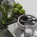 Stylish Decorative Ornament Set With Trays Green Plants Glass Vases Candles And Books For Home Decor