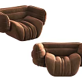 Modern Brown Single Sofa Featuring Curved Arms Plush Cushions And Comfortable Design 3d model
